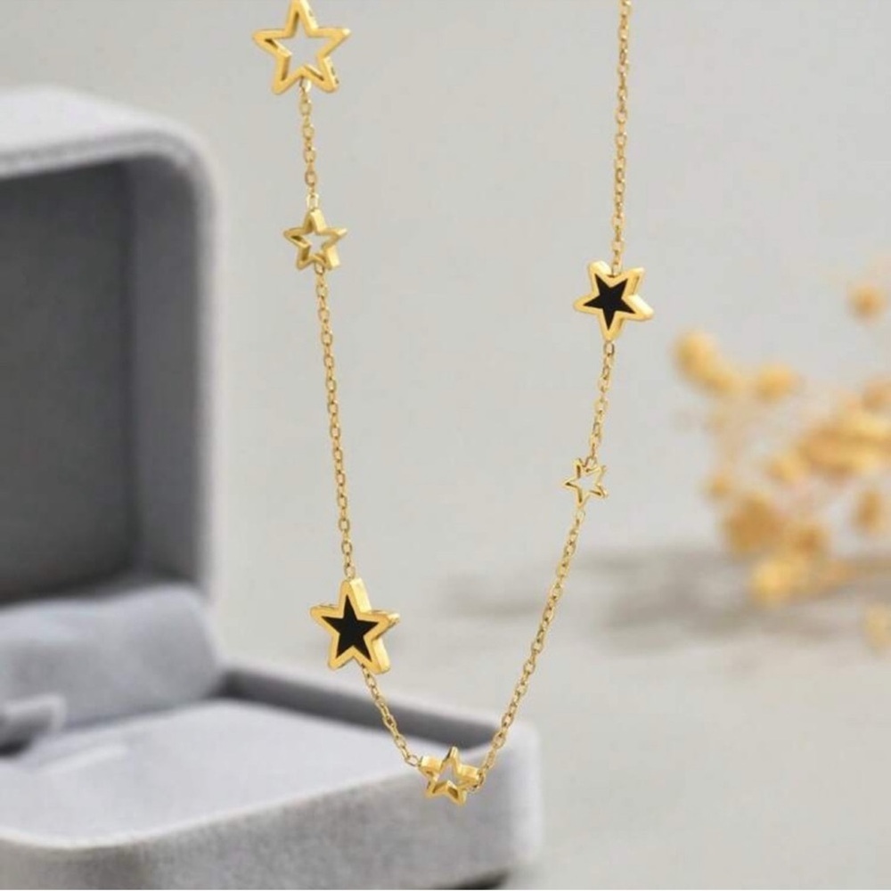 Gold Plated Stainless Steel Star Charm Necklace - Picture 3 of 3